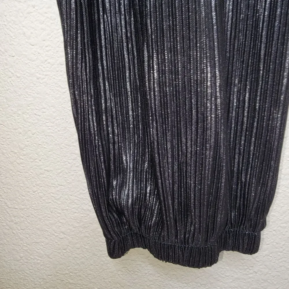 Victoria's Secret Plisse Sleep Pant Jogger Shimmer Shiny Black XS